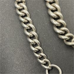 Early 20th century silver tapering Albert chain, hallmarked to T bar and clips, with lion passant stamped on each link