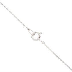 Platinum Colombian emerald and diamond pendant necklace, single octagonal cut emerald of 7.38 carat, surrounded by round cut diamonds in a fancy milgrain pierced design setting, stamped Pt 950, on a trace link chain necklace, total diamond weight 1.14 carat, with GCS certificate