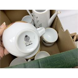 Royal Worcester Evesham pattern teawares, Noritake part tea service decorated in the 'Progression Blue Haven' pattern, together with Seltmann Weiden Bavaria tea and dinner wares, and two blue and white platters