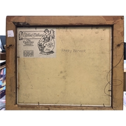  Attrib. Harry Becker (British 1865-1928): Man using a Scythe, oil on canvas-board bearing Clifford Milburn label verso, unsigned 36cm x 43cm  