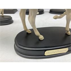 Six Royal Doulton horse figures in a matt finish on plinths, to include Spirit of the wind, Spirit of the wild, Springtime etc