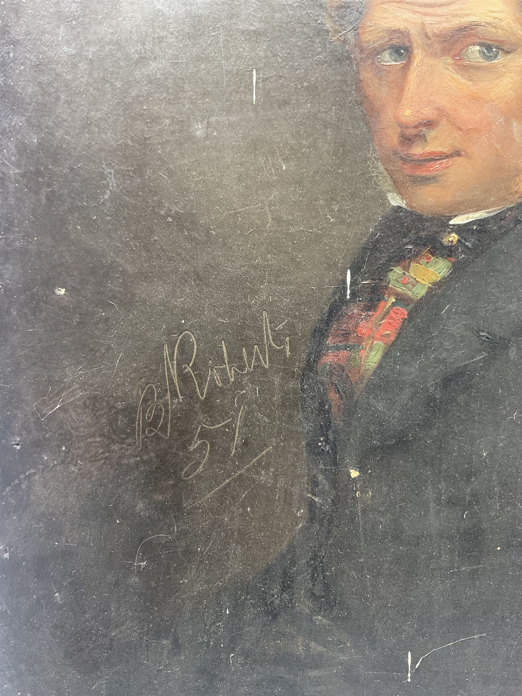 B Roberts (British Mid-19th century): Portrait of a Seated Gentleman, oil on canvas indistinctly signed and dated 1851, 47cm x 36cm (unframed)