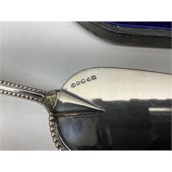 Cased pair of Wedgwood silver-plate book stands, silver-plate baby feeding spoon and pusher in box, other silver-plated cutlery