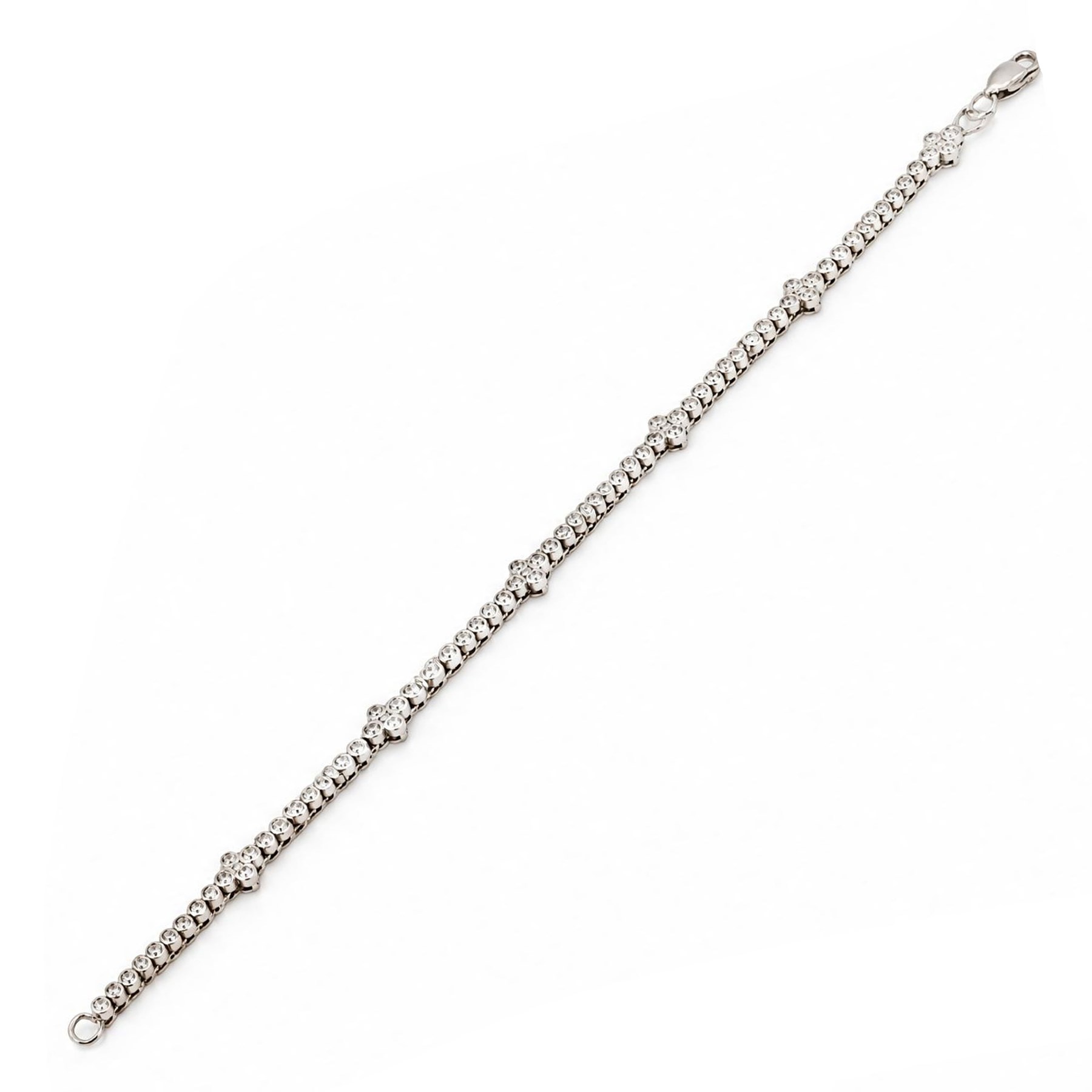 18ct white gold diamond bracelet, set with ninety-one round brilliant cut diamonds, hallmarked