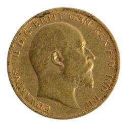King Edward VII 1910 gold half sovereign coin
