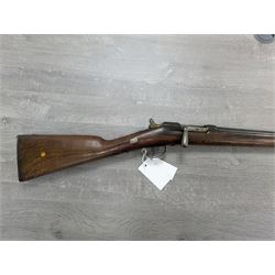 19th century Belgian Gras 12-bore (from 11-bore) bolt-action single barrel shotgun with 80cm barrel No.G85345 L127cm overall. Deactivated to early specification so requires re-deactivation to modern standards RFD ONLY - Disposed 25.06.25 - Notified 24.07.25