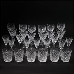 Set of Waterford Tyrone pattern table glass comprising six Hock glasses, six claret glasse...