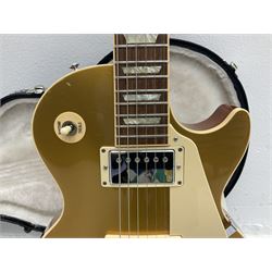 2011 Gibson Les Paul Traditional gold top electric guitar; serial number 103110461; with  mahogany back, twenty-two frets, 57 Classic humbuckers and bridge/stop bar tailpiece L100cm; in Gibson hardcase with owners manual and associated paperwork