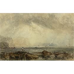 George Weatherill (British 1810-1890): Looking towards Whitby Piers and Kettleness in the distance, watercolour signed and dated 1877, 9cm x 14cm
