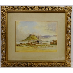  St Michaels Mount, Cornwall, watercolour signed by H Preston 33cm x 44cm  