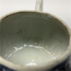 18th century Chinese blue and white teapot, painted with floral sprays, with lobed body and cover, H11cm