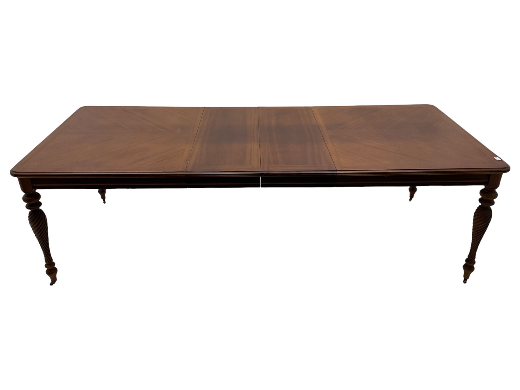 Lexington - Classical design walnut extending dining table, with two leaves; and ten chairs with upholstered seats