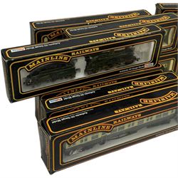 Two Mainline Railways '00' gauge locomotives, including 37090 Mogul Locomotive GRW green, together with five Mainline Railways '00' gauge goods wagons and fourteen coaches, including Cornish Riviera Examples, all boxed 