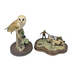 Two Border Fine Arts figures, comprising One Man and His Dog and Barn Owl with Brambles 