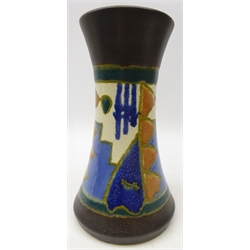  Gouda style vase of waited form with geometric decoration, H25cm   