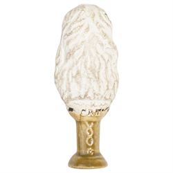 Mid 19th century biscuit porcelain pipe tamper depicting King Charles II, with glazed lower section, marked CRII to reverse, H6cm