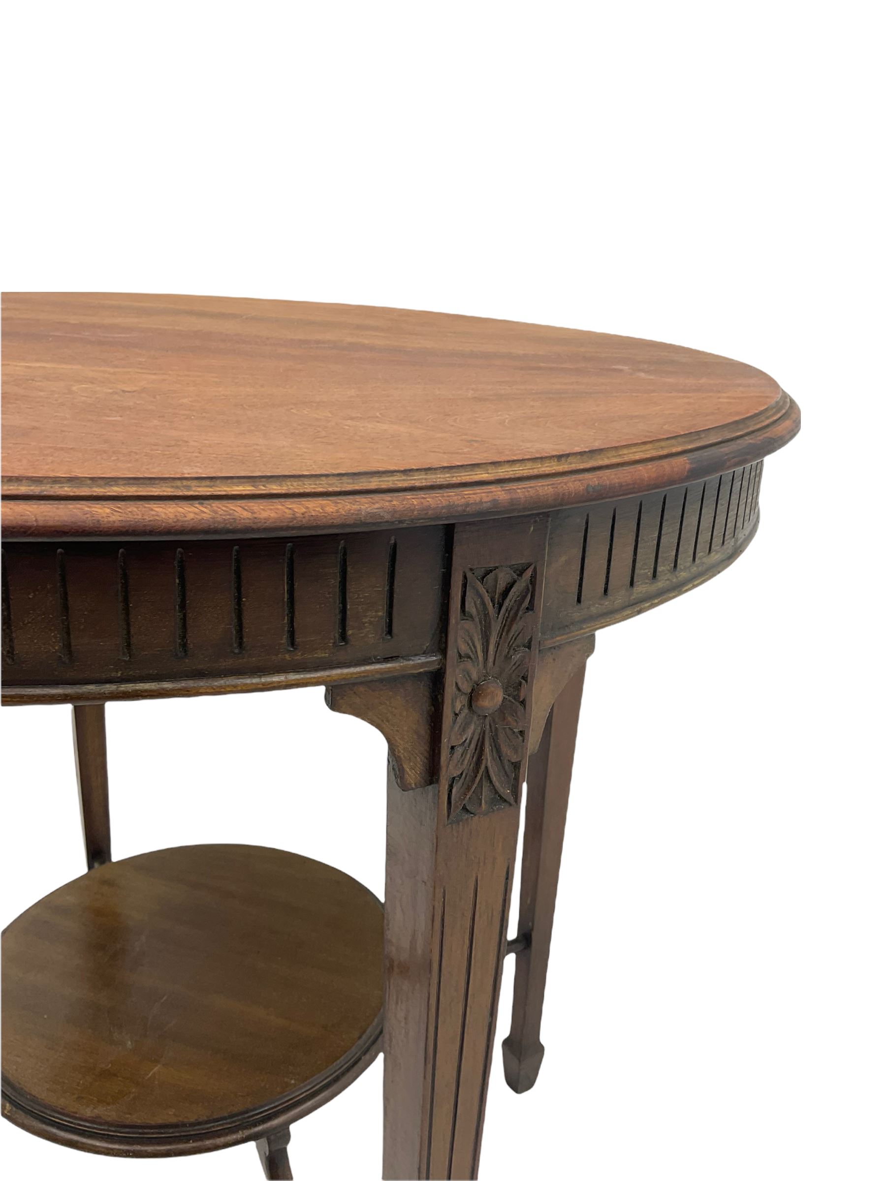 Edwardian mahogany plant stand, mahogany plant stand, two smokers stands, mahogany centre table, side table with drawer, hardwood folding chair, Edwardian mirror glazed corner cabinet and an occasional table (9)