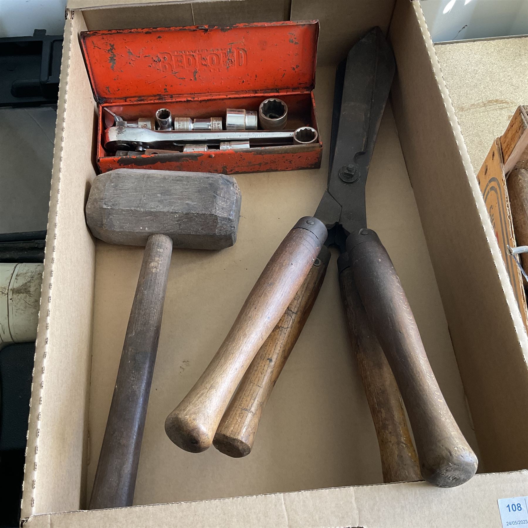 Socket set, vintage Black and Decker electric drill, scissors, hand crank drill, metal files and other  - THIS LOT IS TO BE COLLECTED BY APPOINTMENT FROM DUGGLEBY STORAGE, GREAT HILL, EASTFIELD, SCARBOROUGH, YO11 3TX