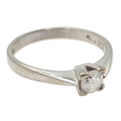 18ct white gold round brilliant cut diamond ring, in square setting, hallmarked, diamond 0.25 carat   