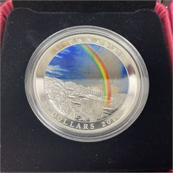 Eleven Royal Canadian Mint fine silver twenty dollar coins, including 2016 'A Royal Tour', 2017 'A Platinum Celebration', 2018 'A Nation's Mettle The Dieppe Raid', 2019 'Give Peace A Chance 50th Anniversary' etc, all cased with certificates