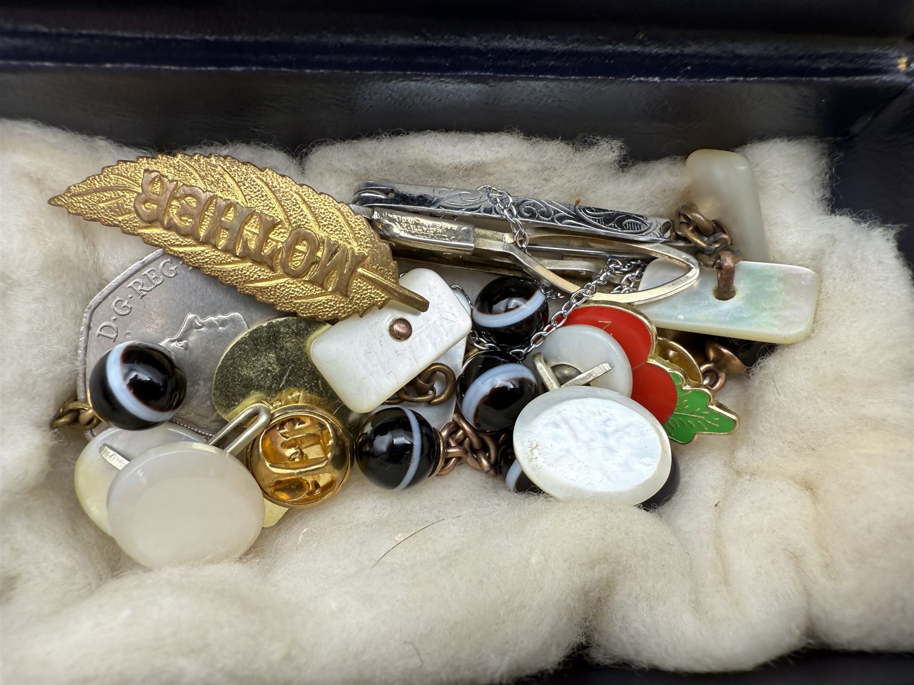 Collection of Butlins enamel pin badges, mostly 1940s/50s Filey examples, together with other enamel pins and costume jewellery