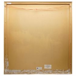 Lucy Mary Hainsworth (South African/Northern British 1935-): 'Ferry Bridge Power Station', mixed media collage attributed and titled on label verso 93cm x 88cm