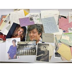 Collection of  autographs, mostly entertainment personalities, including Stephen Fry signed headshot, Billie Piper signed headshot, Red Skelton, Farley Granger, Gerald du Maurier, John Gielgud, Gareth Hunt, Bernard Bresslaw, Mae Clarke, George Formby, George Arliss, Diana Manners, Matheson Lang, Frank Lawton, Evelyn Laye, Ronnie Corbett, Twiggy, Margaret Lockwood, Paul Newman, Leslie Howard, Tony Curtis, Jason Isaacs, Danny Glover, Dick Van Dyke, Robert Donat, Ruth Madoc, Simon Cadell, Spike Milligan etc, approximately 270 in total 