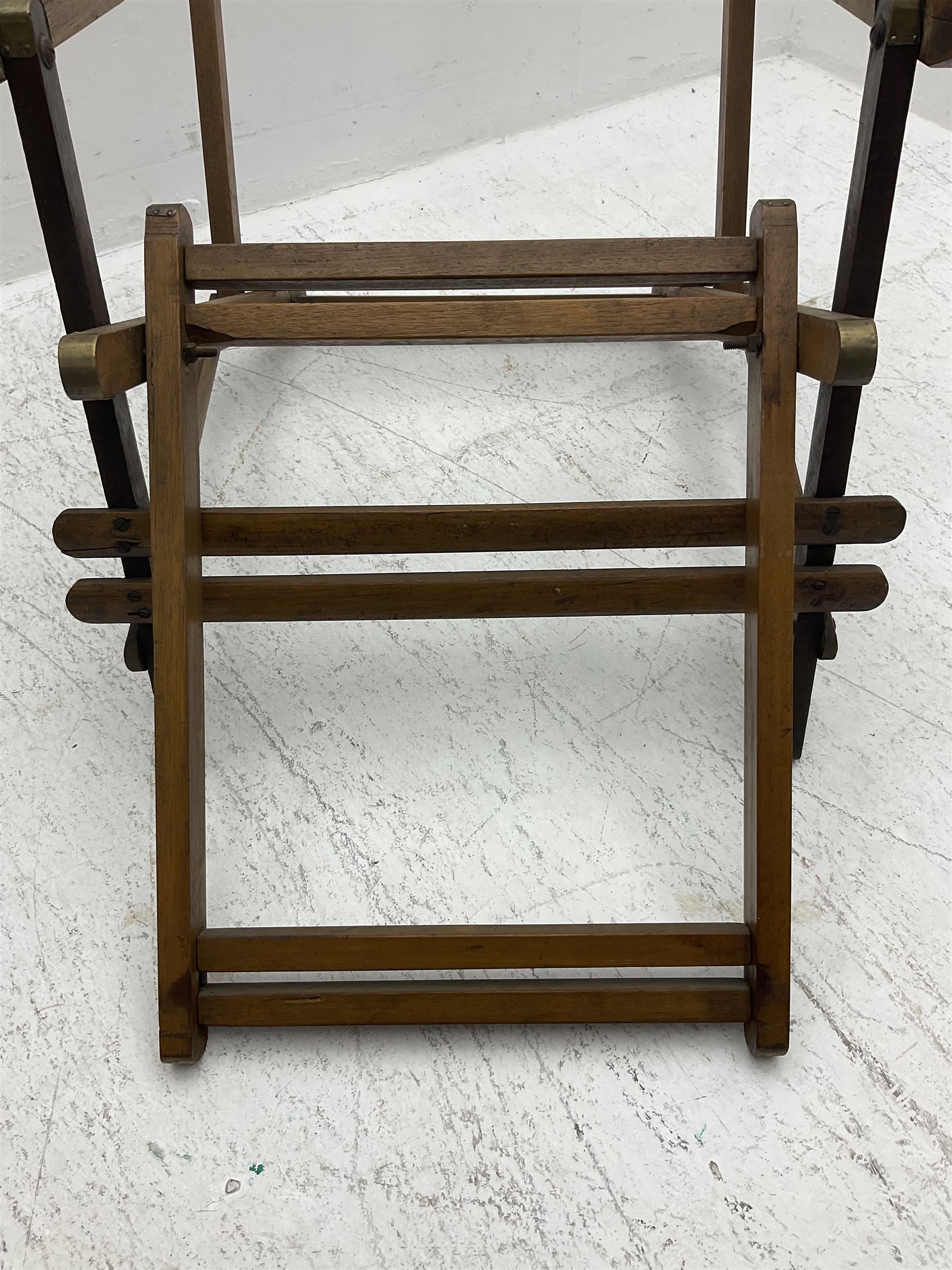 19th century folding brass mounted teak steamer chair 