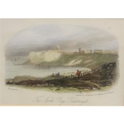  Scarborough - 'North Bay', From the Sea', Barbican Gate & Keep' and '...with Wreck towing in', four 19th century engravings after H B Carter (British 1804-1868) pub. S W Theakston, Scarborough 10cm x 15cm in matching frames (4)  