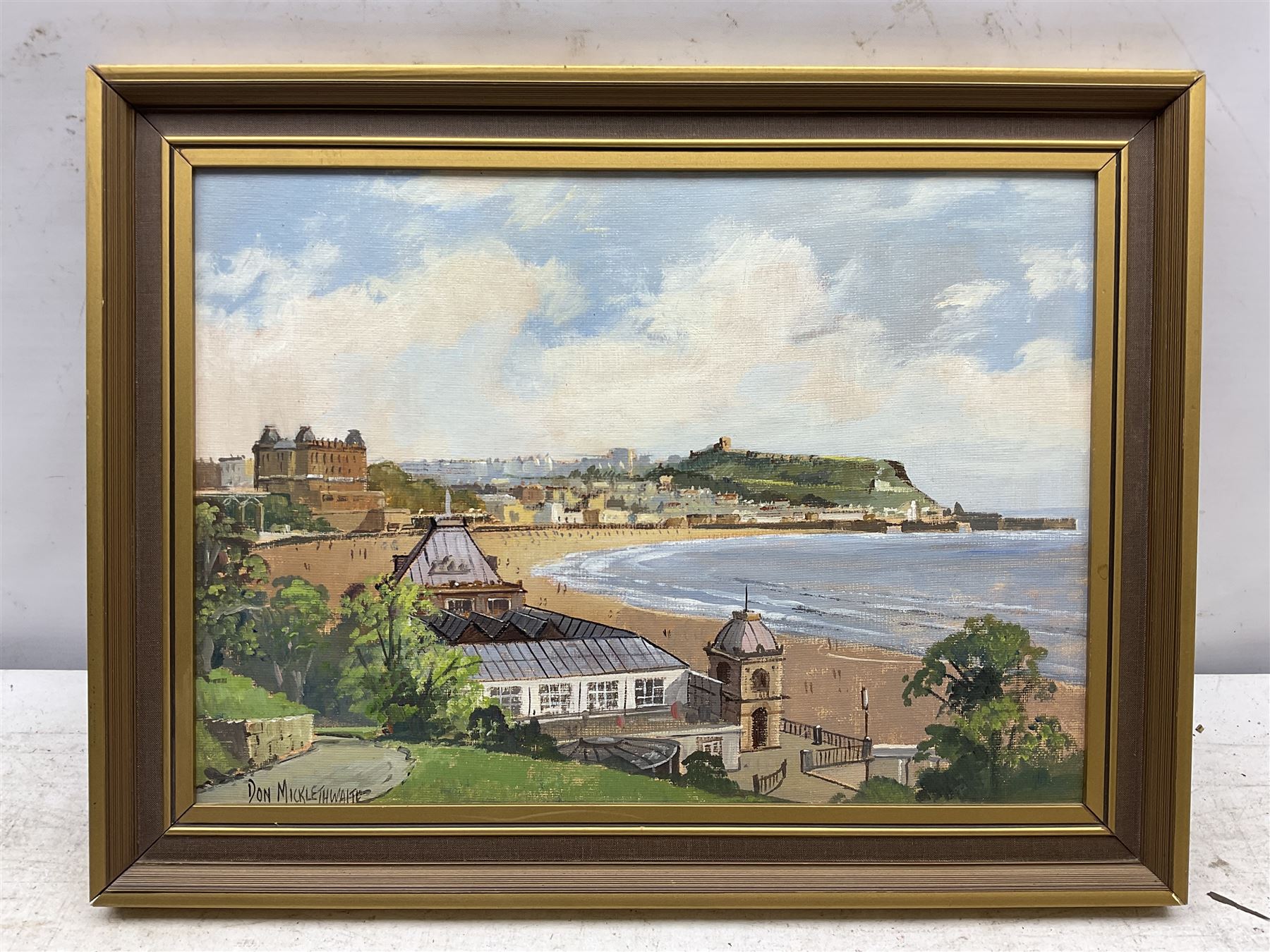 Don Micklethwaite (British 1936-): The Spa and South Bay Scarborough, oil on board signed 24cm x 34cm
