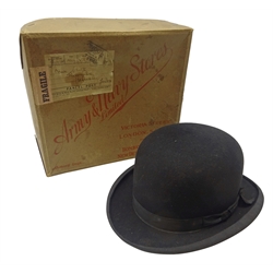  W. Gibson & Sons of Malton Bowler hat, in hat box, inner circumference 22