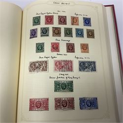 Mostly Great British Queen Victoria and later stamps, including penny black with red MX cancel, 1840 two pence blue with red MX cancel, imperf penny red with black MX cancel, perf penny reds, various Queen Victoria surface printed issues, King Edward VII two shillings sixpence and five shillings, King George V seahorses with values to ten shillings, King George VI with ten shilling dark blue used, Queen Elizabeth II pre and post decimal etc, housed in 'The Simplex Blank Album'