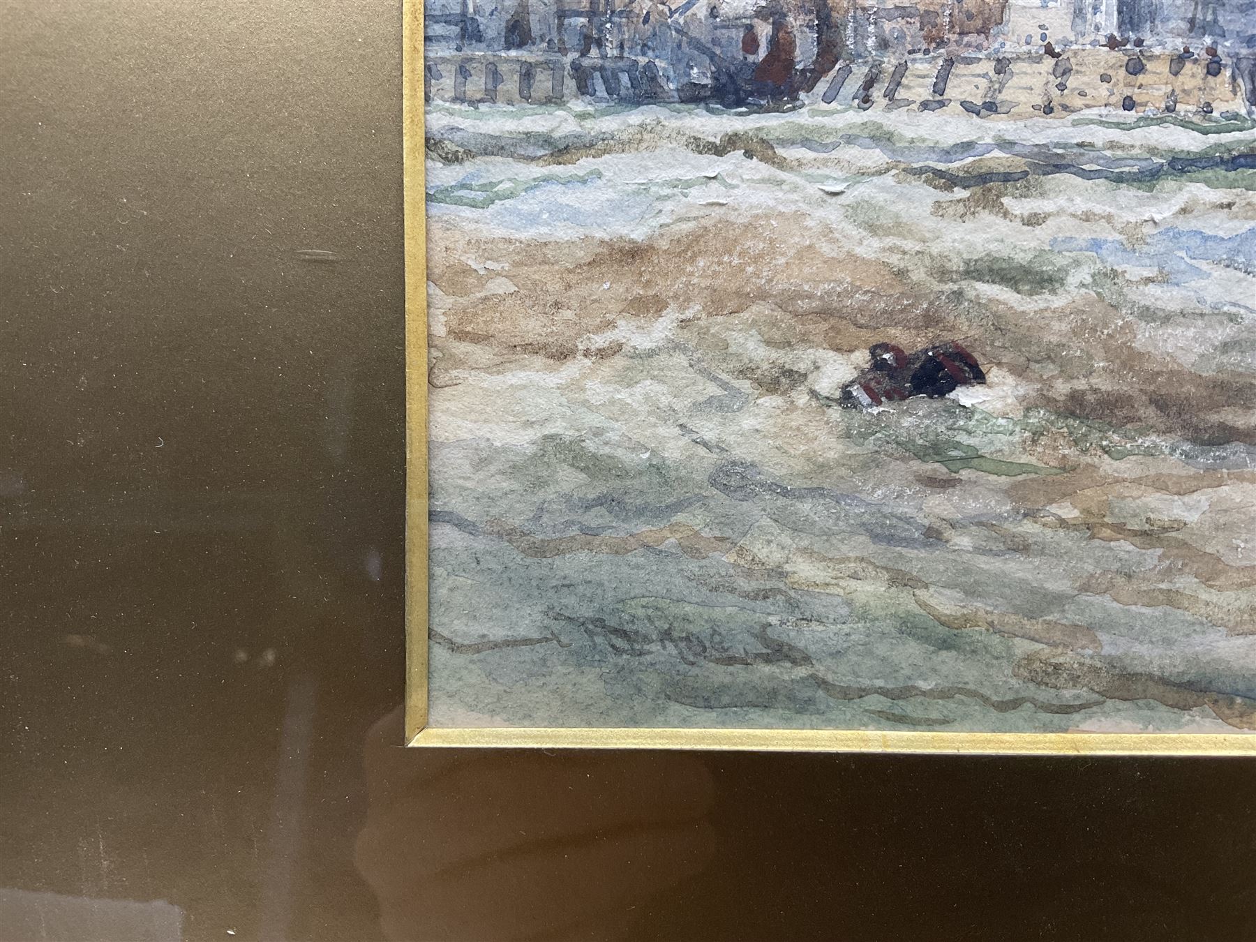 Robert Ernest Roe (British 1852-c1921): View of Scarborough Castle from the Ships, watercolour signed 20cm x 29cm 