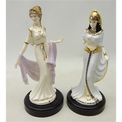  Two limited edition Coalport figures 'Helen of Troy' and 'Cleopatra' both with plinths (2)  