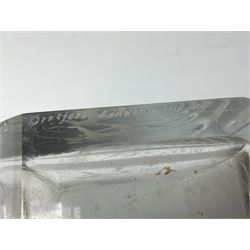 Orrefors art glass vase decorated with engraved Romeo and Juliet balcony scene, designed by Nils Lanberg circa 1950's, no. 3161, with etched marks beneath, H20cm