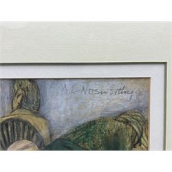 AL Nosworthy (20th century): Cafe Scene, pastel signed 22cm x 32cm