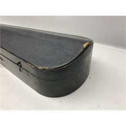 German Hopf violin c1900 with 35.5cm two-piece maple back impressed HOPF, maple ribs and spruce top, also marked HOPF internally L58.5cm overall; in Maidstone ebonised wooden coffin case with bow