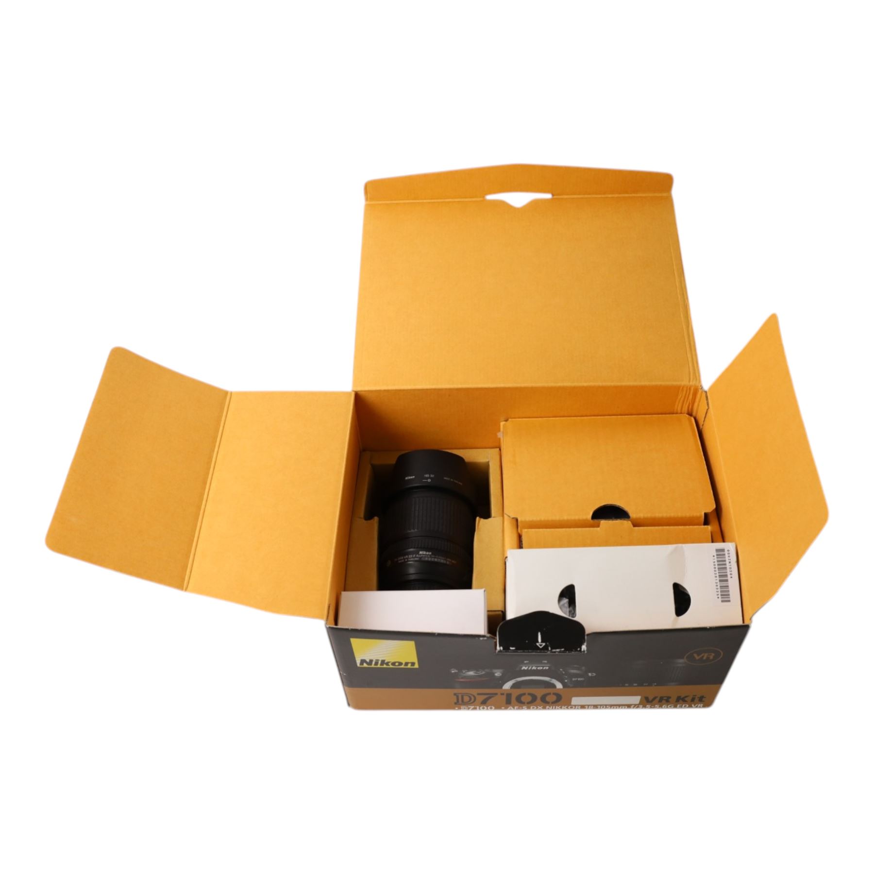 Nikon D7100 DSLR camera body, serial no. 2522259, with an AF-S Nikkor 18-105mm 1:23.5-5.6G ED lens, boxed with strap