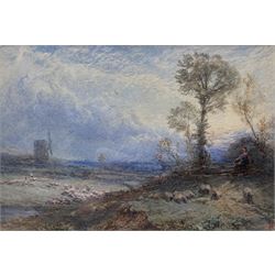 Myles Birket Foster RWS (British 1825-1899): The Flock at Sunset, watercolour signed with monogram 11cm x 16cm 
Provenance: private collection, purchased James Alder Fine Art, Hexham