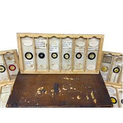 19th century and later, thirty-six microscope slides, to include entomology and plant specimens; cased    