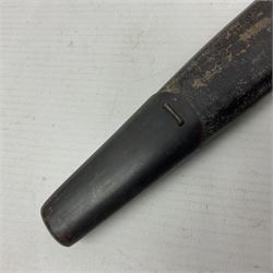 British Pattern 1888 knife bayonet, the 30.5cm double edged blade with raised central medial ridge; in leather covered scabbard L40.5cm overall