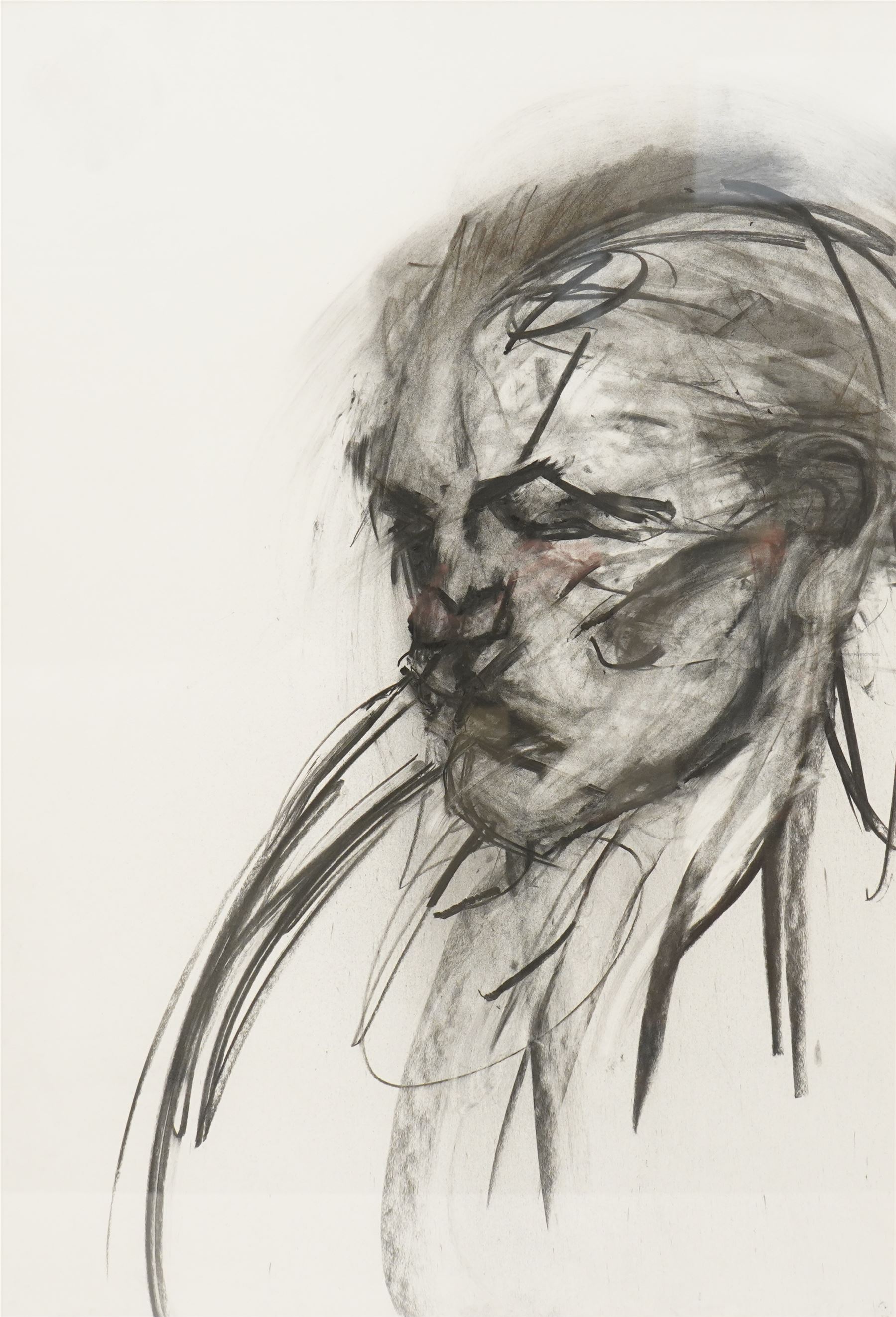 Susanna Jacobs (British 1966-): Portrait of a Man, charcoal unsigned, labelled verso 98cm x 68cm