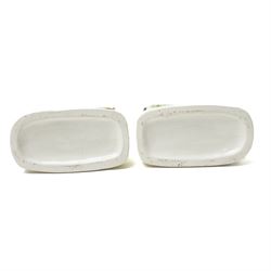 Pair of late 19th century Staffordshire pen holders, modelled as dogs in kennels, W9.5cm