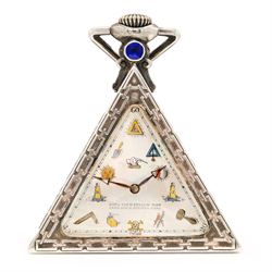 Early 20th century silver Masonic keyless lever pocket watch by G. Schwab-Loeillet, Genève...