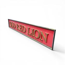 Old Red Lion - aluminium, red and gold painted pub sign