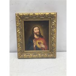 After Pompeo Girolamo Batoni (Italian 1708-1787): 'The Heart of Jesus', oil on canvas unsigned 22cm x 18cm