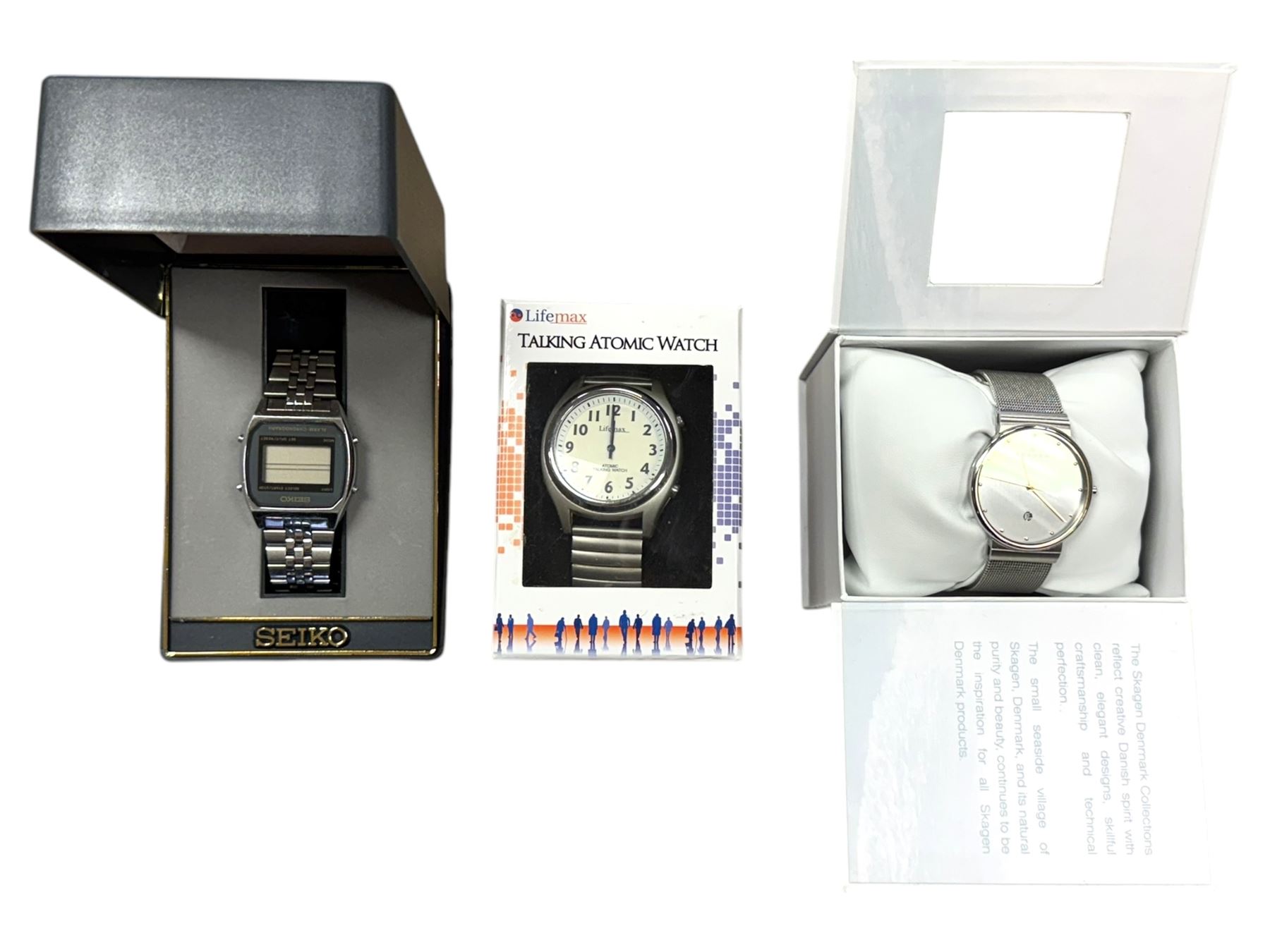 Collection of wristwatches, including Junghans Mega Solar, Seiko alarm chronograph, six Fossil watches, Skagen wristwatch and one other 