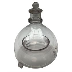 19th Century glass fly trap and stopper, H20cm