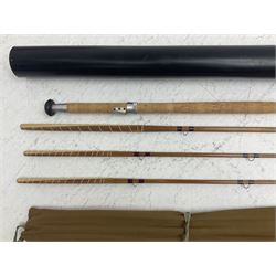 Fishing: Sharpe's Scottie impregnated split can fly fishing rod, in maker's bag and with later tube