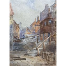 English School (Early 20th century): Tate Hill Steps, Whitby, watercolour indistinctly signed 17cm x 12cm